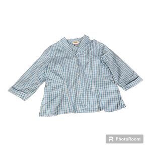 Talbots Women's Size 10 Plaid Collar Cotton Button Up 3/4 Sleeve Shirt